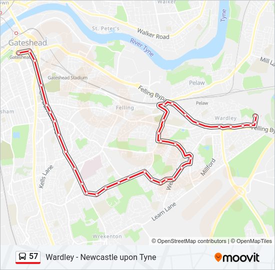 57 Bus Line Map