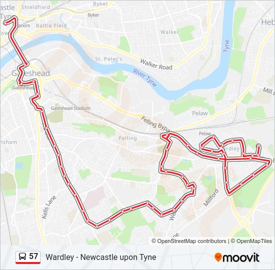 57 bus Line Map