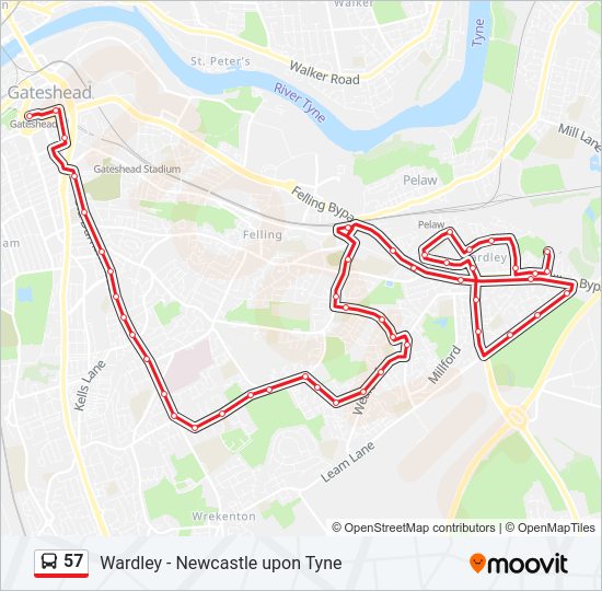 57 Bus Line Map