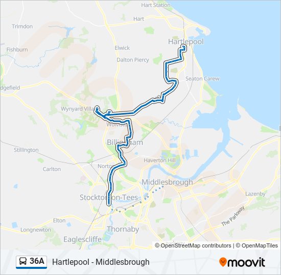 36A bus Line Map