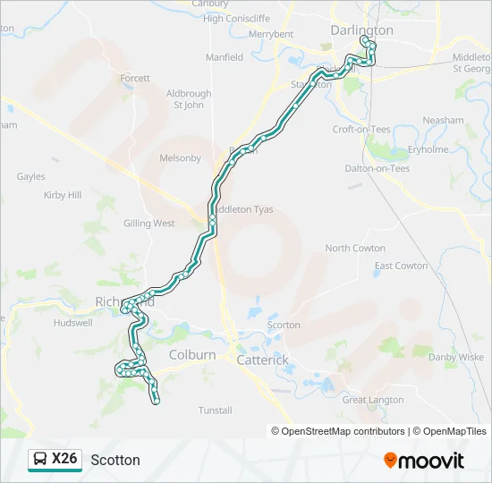 X26 Bus Line Map