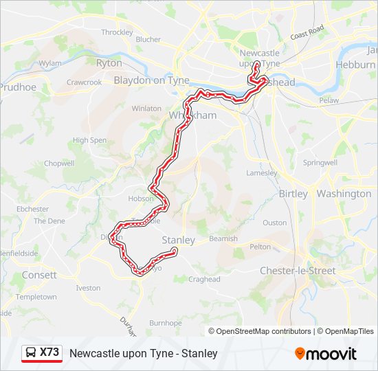 X73 Bus Line Map