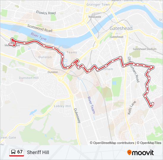 67 Bus Line Map