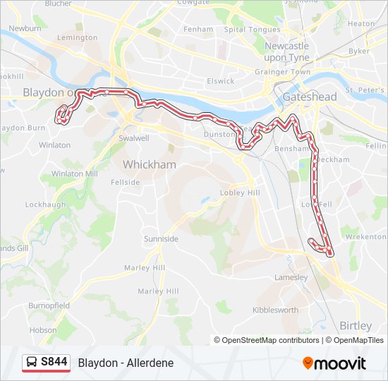 S844 bus Line Map