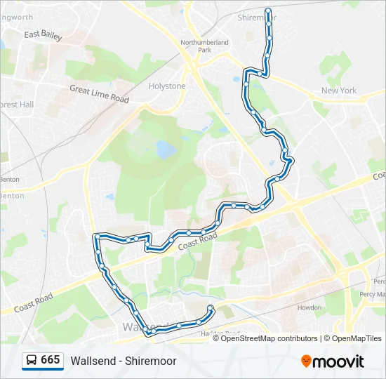 665 Bus Line Map