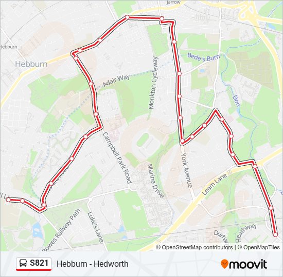 S821 Bus Line Map