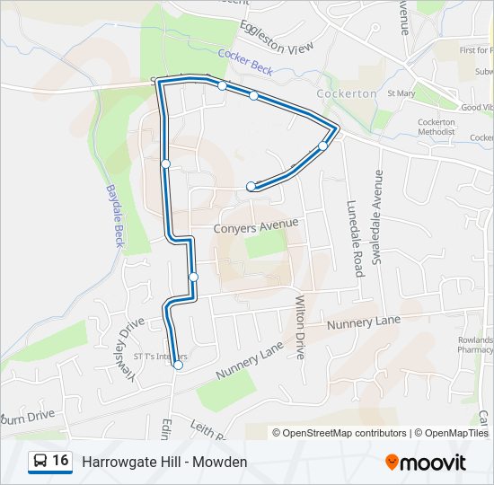 16 bus Line Map