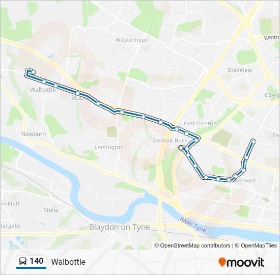140 Route: Schedules, Stops & Maps - Walbottle (Updated)