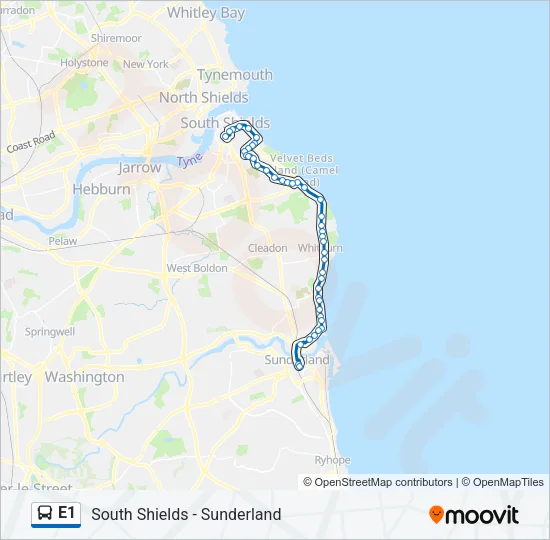 E1 Bus Line Map