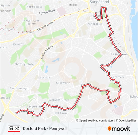 62 Route: Schedules, Stops & Maps - Doxford Park (Updated)