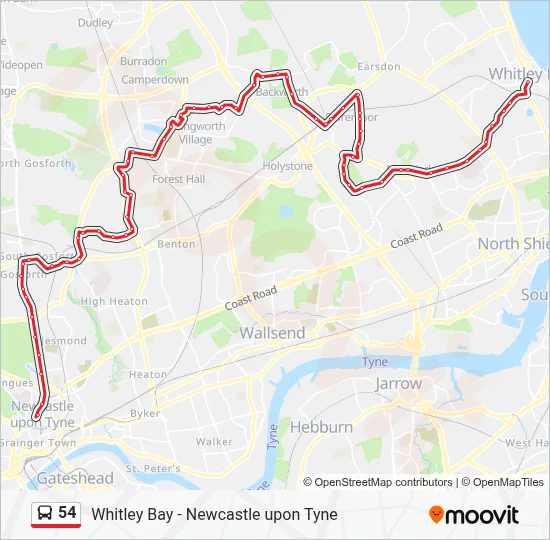 Whitley Bay Bus Routes Map.pdf 54 Route: Schedules, Stops & Maps - Whitley Bay (Updated)