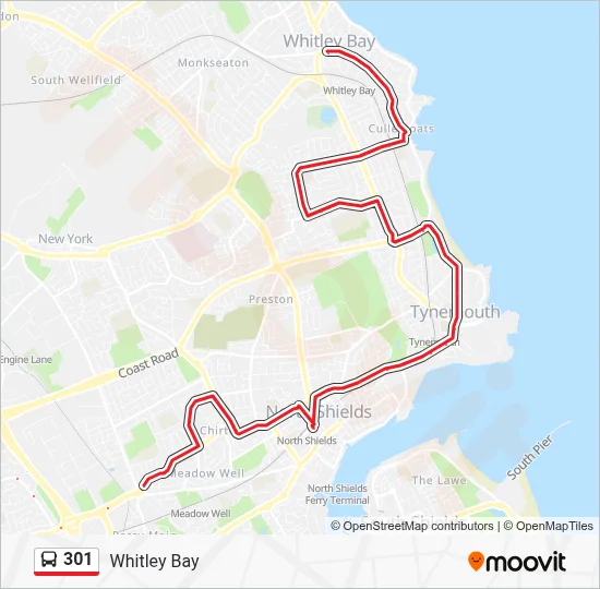 Whitley Bay Bus Routes Map.pdf 301 Route - Whitley Bay - Metrocentre: Schedules, Stops & Maps (Updated)