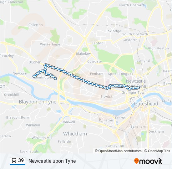 Bus 39 Route Map 39 Route: Schedules, Stops & Maps - Newcastle Upon Tyne (Updated)