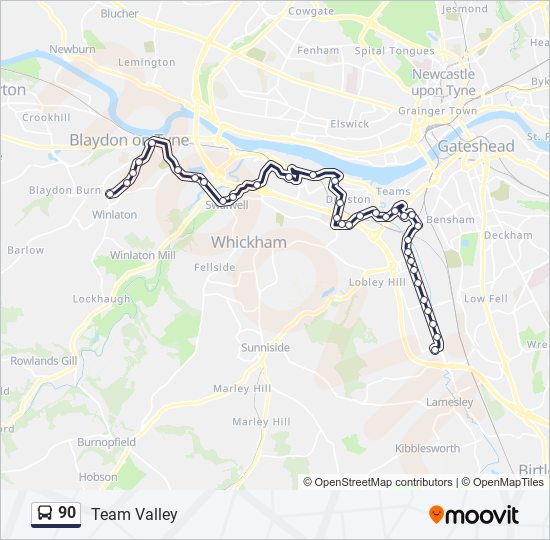 90 bus Line Map