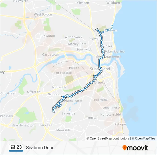 23 Route: Schedules, Stops & Maps - Seaburn Dene (Updated)