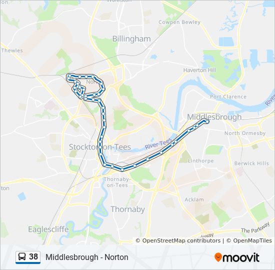 38 Route Schedules Stops Maps Middlesbrough