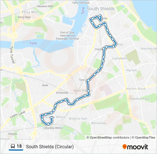 18 Route: Schedules, Stops & Maps - Brockley Whins (Updated)