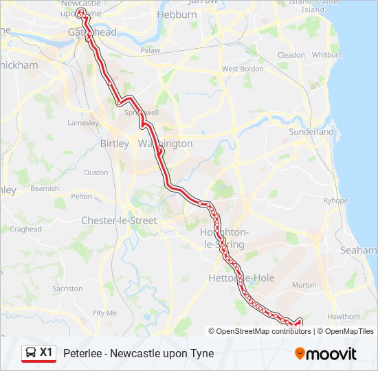 x1 Route: Schedules, Stops & Maps - Newcastle upon Tyne (Updated)