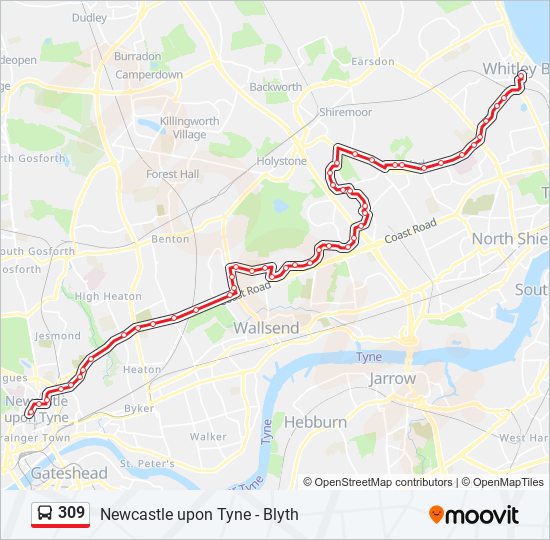 309 Route Schedules Stops Maps Whitley Bay Updated