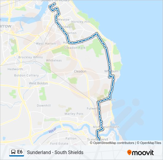 E6 Bus Line Map