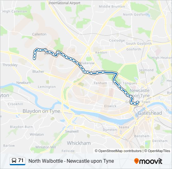 Bus 71 Route Map 71 Route: Schedules, Stops & Maps - Newcastle Upon Tyne (Updated)