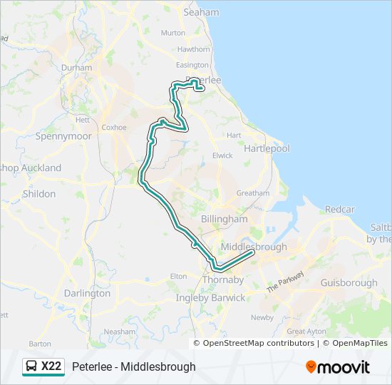 X22 Bus Route Map X22 Route: Schedules, Stops & Maps - Middlesbrough (Updated)