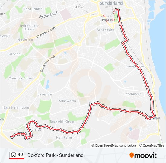 39 Route: Schedules, Stops & Maps - Doxford Park (Updated)