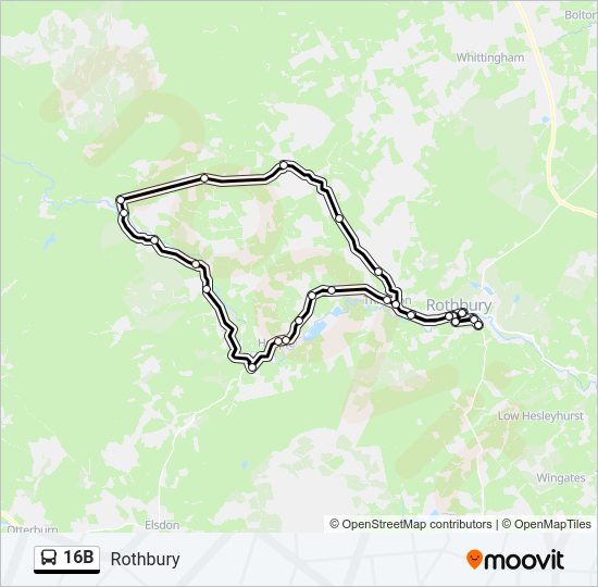 16B bus Line Map