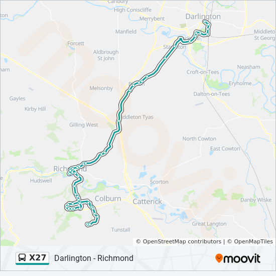 X27 Bus Route Map X27 Route: Schedules, Stops & Maps - Darlington (Updated)