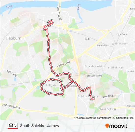 5 Bus Line Map