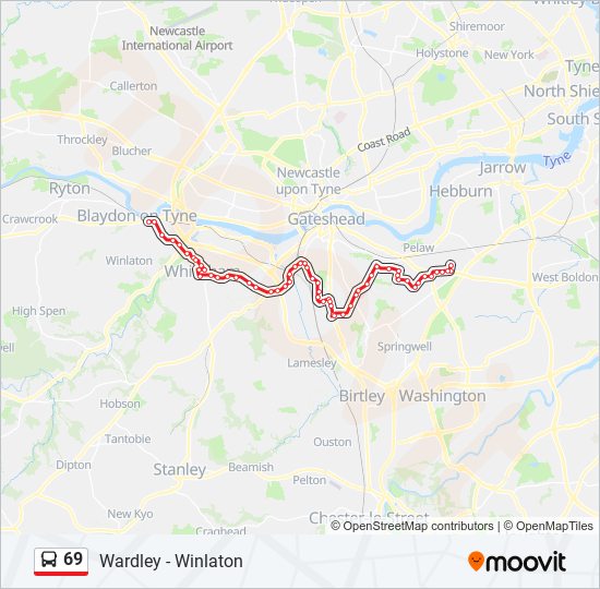 Bus 69 Route Map 69 Route: Schedules, Stops & Maps - Blaydon (Updated)