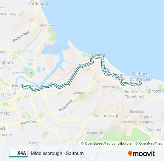 x4a Route: Schedules, Stops & Maps - Saltburn (Updated)