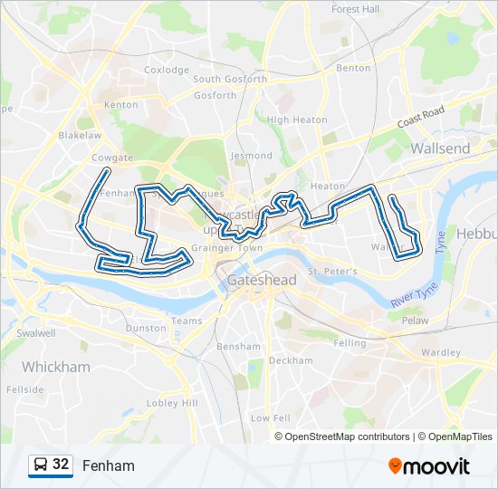 Bus 32 Route Map 32 Route: Schedules, Stops & Maps - Fenham (Updated)