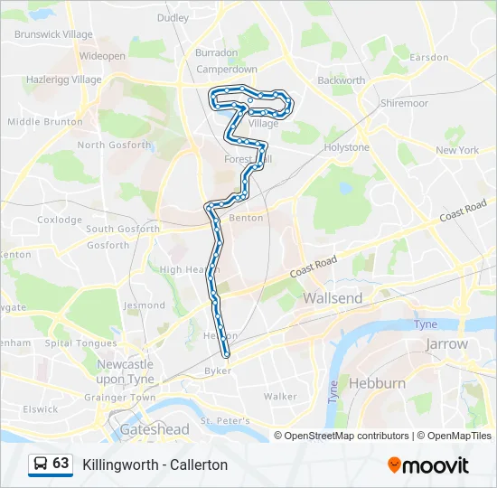 63 Bus Line Map