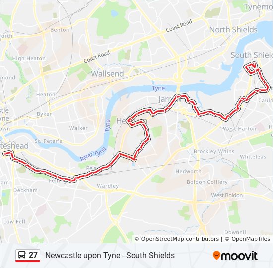 Bus 27 Route Map 27 Route: Schedules, Stops & Maps - Gateshead (Updated)