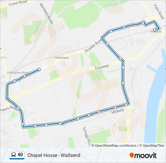 Bus 40 Route Map 40 Route: Schedules, Stops & Maps - Byker (Updated)