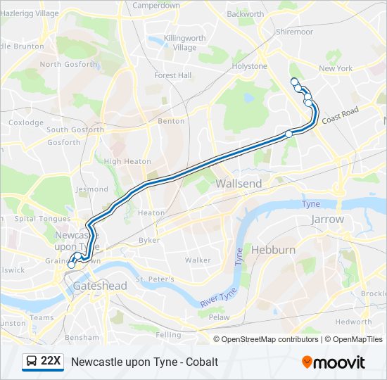 22X bus Line Map