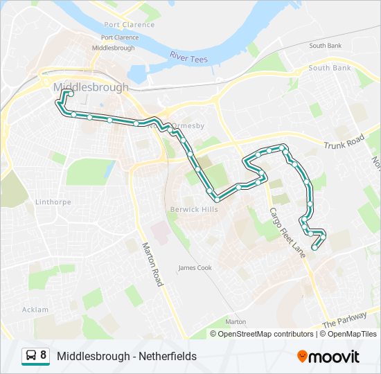 Bus 8 Route Map 8 Route: Schedules, Stops & Maps - Middlesbrough (Updated)