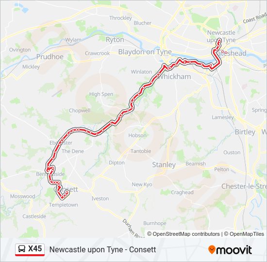 X45 Bus Line Map