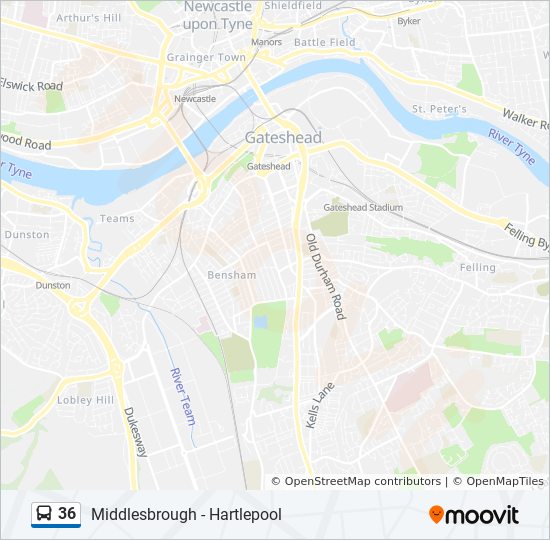 Bus 36 Route Map 36 Route: Schedules, Stops & Maps - Hartlepool (Updated)