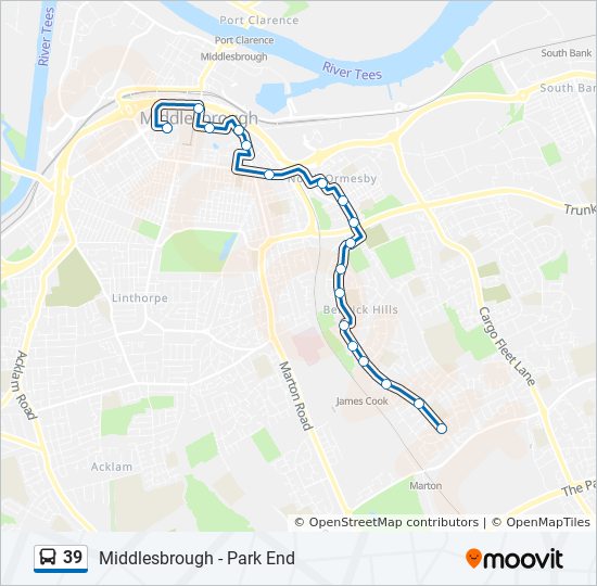 39 Route Schedules Stops Maps Middlesbrough