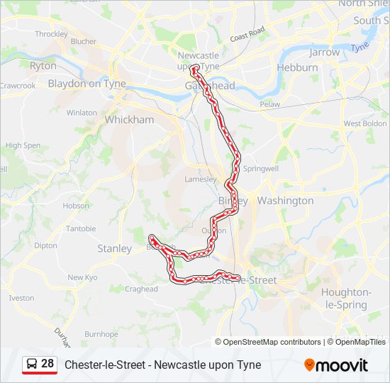 Bus 28 Route Map 28 Route: Schedules, Stops & Maps - Chester-Le-Street (Updated)