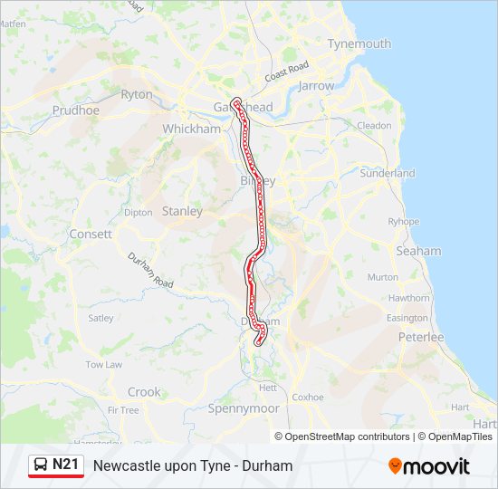 N21 Bus Line Map