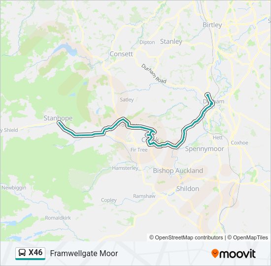 X46 Bus Line Map
