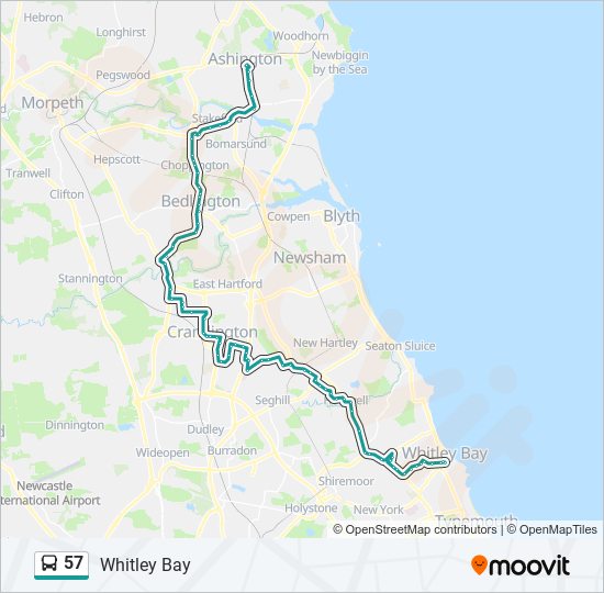 Bus 57 Route Map 57 Route: Schedules, Stops & Maps - Whitley Bay (Updated)