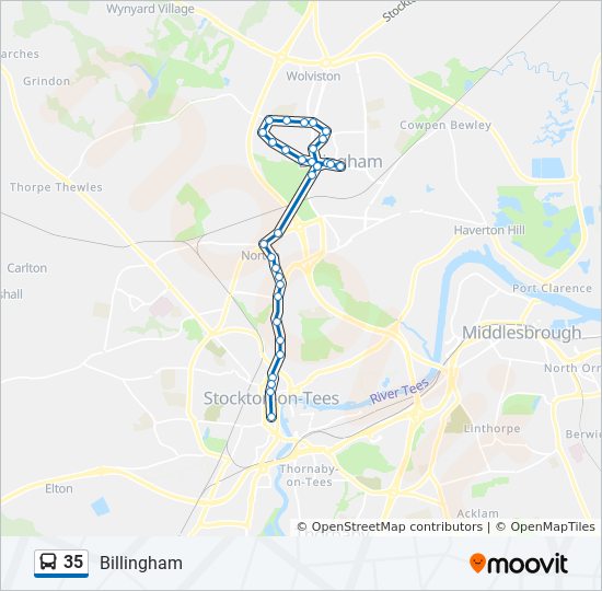 Bus 35 Route Map 35 Route: Schedules, Stops & Maps - Billingham (Updated)