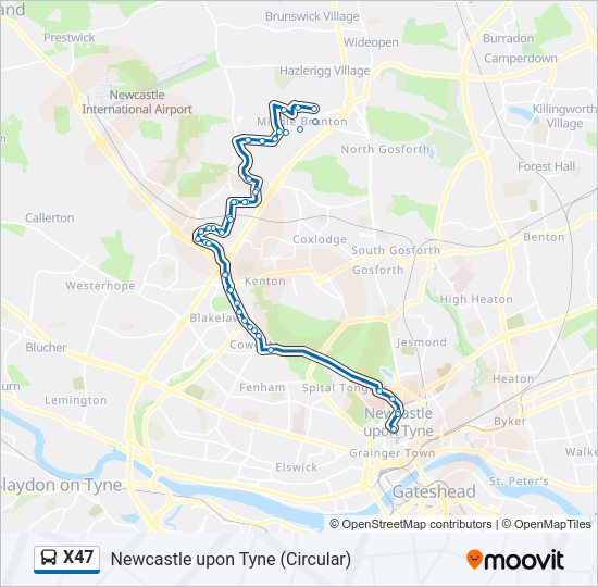X47 Bus Line Map