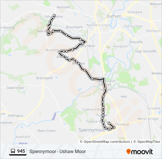 Bus 945 Route Map 945 Route: Schedules, Stops & Maps - Spennymoor (Updated)