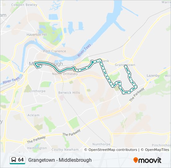 Bus 64 Route Map 64 Route: Schedules, Stops & Maps - Grangetown (Updated)