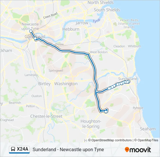 X24A Bus Line Map
